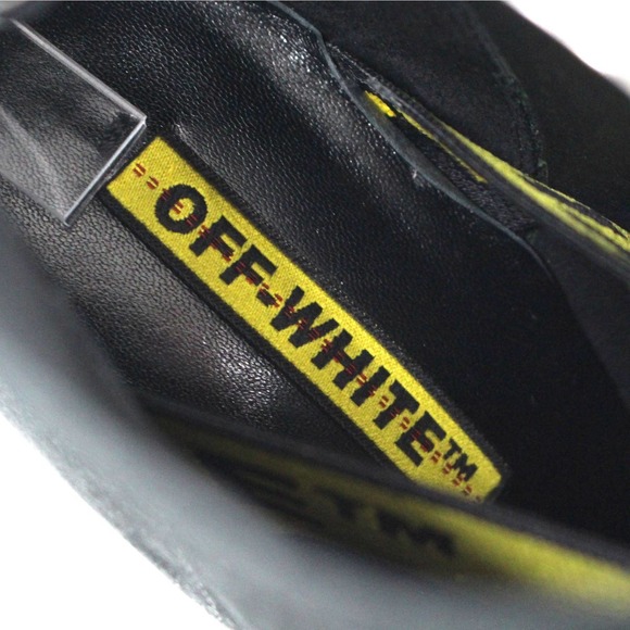 Off-White Virgil Abloh Black Suede For Walking Heeled Ankle Bootie 37 NEW Heels - Picture 4 of 8